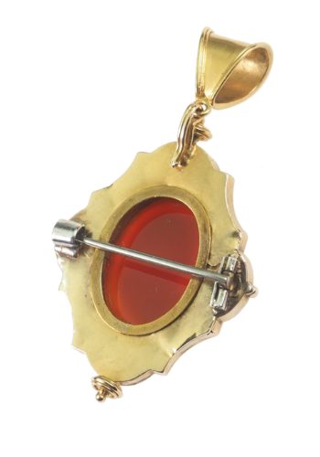Ca. 1870 - Etruscan Revival Pendant with Carnelian Cameo - Image 3