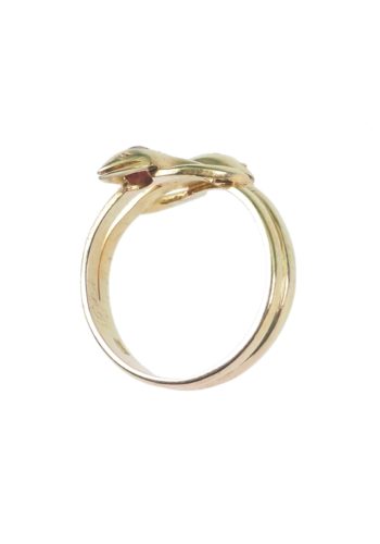 Ca. 1970 - "Snakes" Gold ring with Diamond & Ruby - Image 4