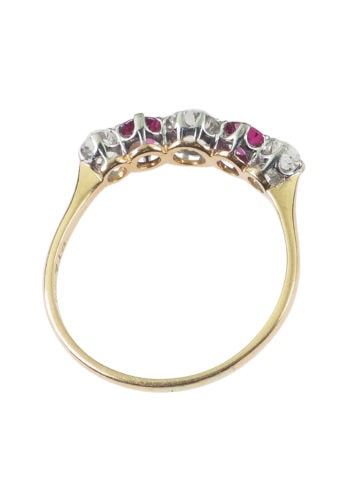 Ca. 1930 - Ruby & Diamond Five Stone Engagementring - Image 5