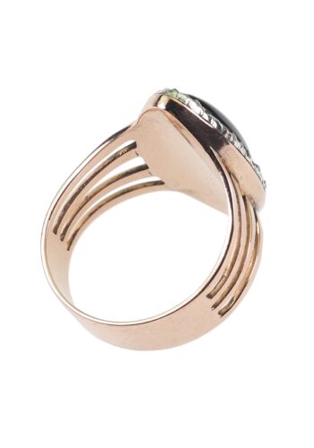 Ca. 1880 - Garnet Cabochon & Diamond Victorian Ring - Image 4