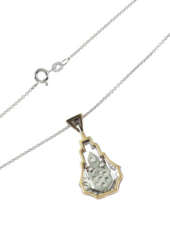 Ca. 1930 - Art déco Diamond Pendant with Whitegold Chain - Image 4