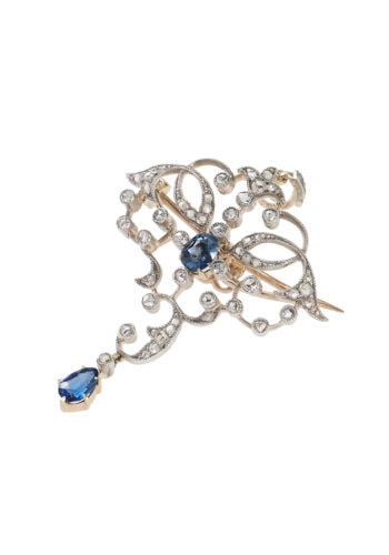 Ca. 1900 - Brooch/Pendant with Diamonds & Sapphires - Image 3