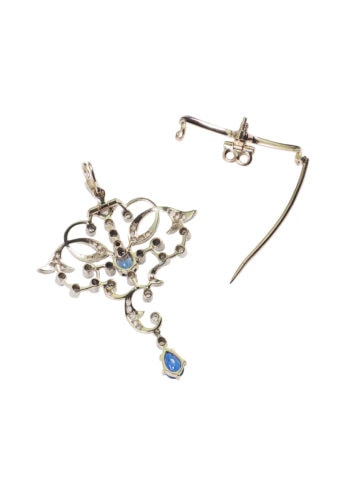 Ca. 1900 - Brooch/Pendant with Diamonds & Sapphires - Image 5