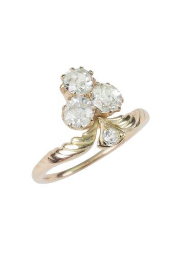 Ca. 1900 - Diamond ring "Cloverleaf", Edwardian - Image 3