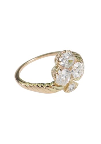 Ca. 1900 - Diamond ring "Cloverleaf", Edwardian - Image 4