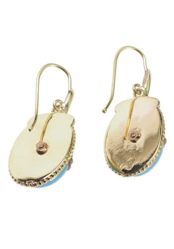 Ca. 1860 - Gold Earrings with Enamel, Coral & Pearl - Image 4