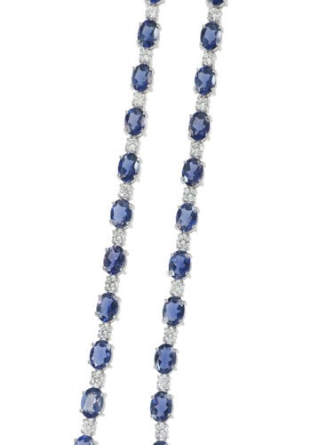 Ca. 1980 - White gold necklace with Iolit and Diamonds - Image 3