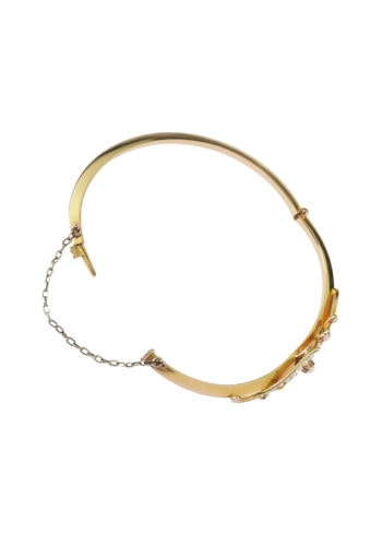 Ca. 1900 - 15 Carat Gold Bangle with 33 Pearls - Image 4