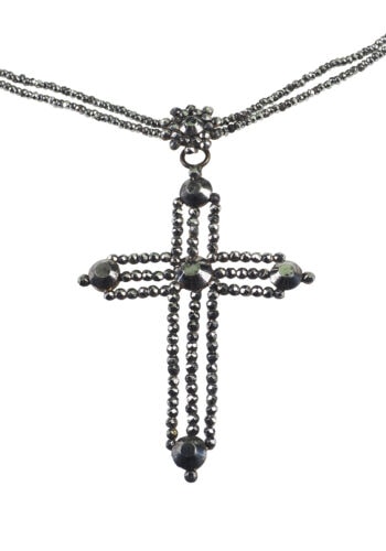 Ca. 1840 - Cut Steel Necklace with Cross England - Image 3