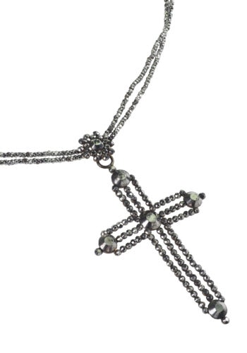 Ca. 1840 - Cut Steel Necklace with Cross England - Image 5