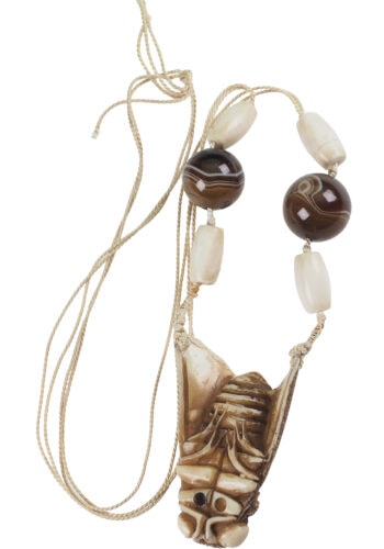 Ca. 1920 - Necklace with Cicada of Bakelite & Agates Art nouveau - Image 5