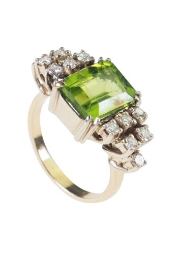 Ca. 1960 - Peridot & Diamond Gold ring, Vintage - Image 3