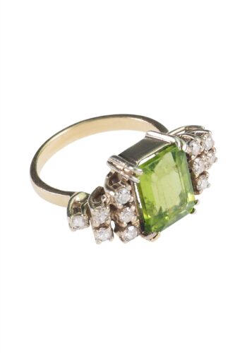 Ca. 1960 - Peridot & Diamond Gold ring, Vintage - Image 4