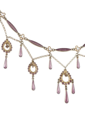 Ca. 1900 - Marius Hammer Necklace, Silver & Enamel - Image 3