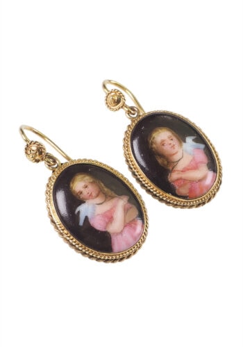 Ca. 1880 - Porcelain Painting / Victorian Gold Earrings - Image 3