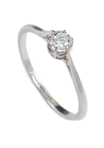 Vintage Verlobungsring mit Diamantsolitaire im Brillantschliff aus Platin