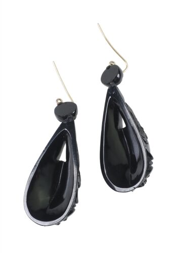 Ca. 1870 - Whitby Jet Earrings, Victorian English - Image 4