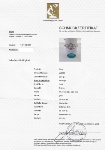 Ca. 1990 - Emerald Ring for Engagement, incl. Gemstone Certificate! - Image 7