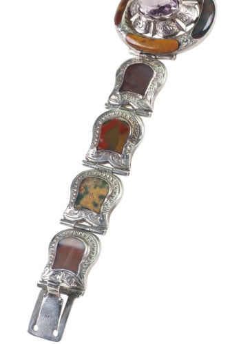 Ca. 1860 - Pebbles Bracelet Sterling Silver & Agates Victorian Scotland - Image 3