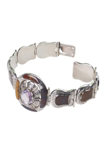 Ca. 1860 - Pebbles Bracelet Sterling Silver & Agates Victorian Scotland - Image 5