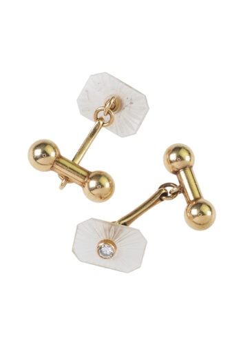 Ca. 1910 - Gold, Rock Crystal & Diamond Cufflinks - Image 3