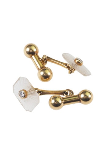 Ca. 1910 - Gold, Rock Crystal & Diamond Cufflinks - Image 4