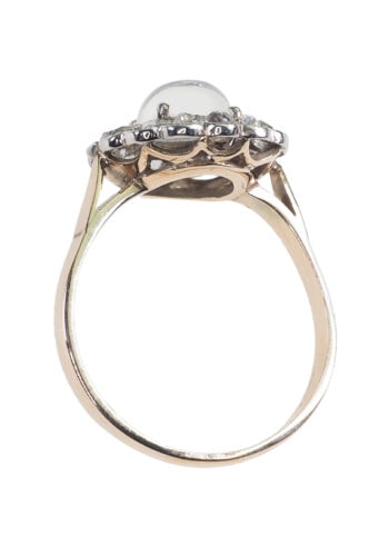 Ca. 1920 - Art déco Ring with Moonstone & Diamonds Daisy - Image 5
