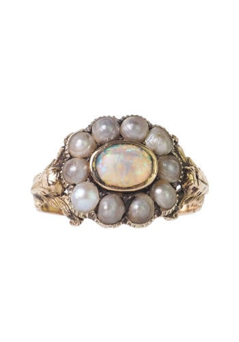 Ca. 1860 - Gold Ring with Opal & Pearls, from Victorian England - Image 3
