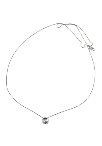 Ca. 1980 - Solitaire Diamond Pendant with White-gold Chain - Image 3