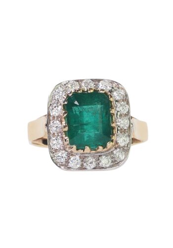 Ca. 1960 - Emerald & Diamond Engagement Ring, Italian - Image 3