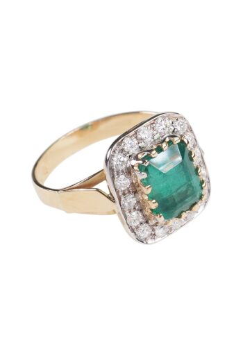 Ca. 1960 - Emerald & Diamond Engagement Ring, Italian - Image 4