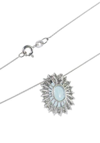 ** SOLD ** Ca. 1960 - Aquamarine & Diamond, Gold Pendant with Chain - Image 5