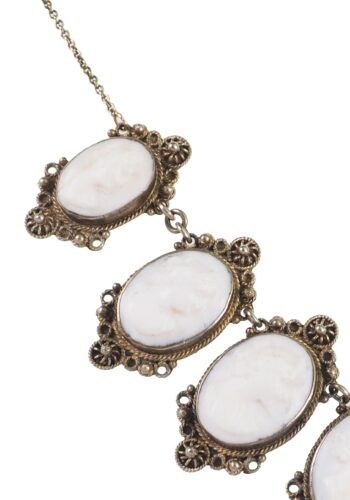 Ca. 1880 - Victorian Silver Necklace with Shell Cameos - Image 5