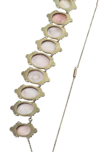 Ca. 1880 - Victorian Silver Necklace with Shell Cameos - Image 6