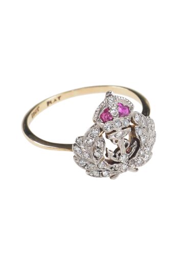 ** SOLD ** Ca. 1910 - "Royal Navy" Diamond & Ruby Ring - Image 4