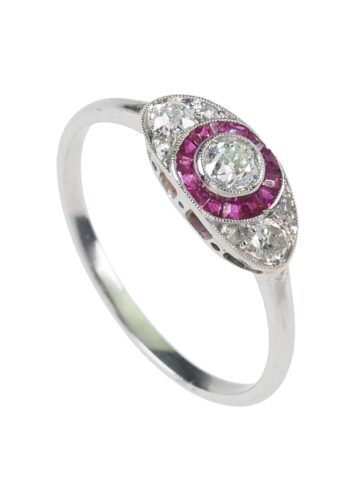 Ca. 1910 - Diamond & Ruby White-gold Engagementring - Image 3