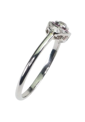 Ca. 1910 - Diamond & Ruby White-gold Engagementring - Image 4