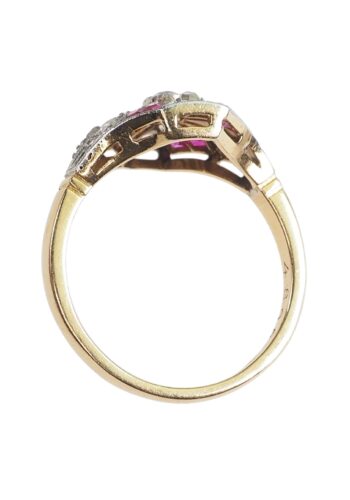 ** SOLD ** Ca. 1920 - Art déco Engagementring with Diamonds & Rubies - Image 5