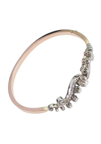 Ca. 1890 - Rose-cut Diamonds Art Nouveau Bangle - Image 4