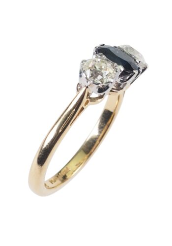 Ca. 1950 - Sapphire & Diamond Three Stone Engagement ring - Image 4