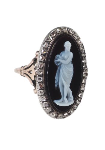 Ca. 1880 - Onyx Cameo Gold Ring, French - Image 3