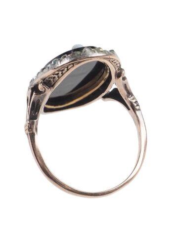 Ca. 1880 - Onyx Cameo Gold Ring, French - Image 5