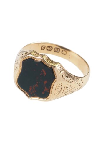 ** SOLD ** Dated 1892 - Victorian English Bloodstone Signet Ring - Image 3