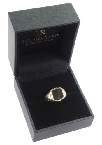 ** SOLD ** Dated 1892 - Victorian English Bloodstone Signet Ring - Image 5