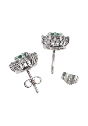 Ca. 1990 - Emerald & Brilliant White-gold Ear Studs - Image 4