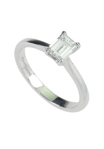 Ca. 1970 - Diamond Solitaire Emerald-cut Engagementring - Image 3