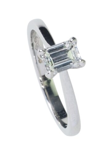 Ca. 1970 - Diamond Solitaire Emerald-cut Engagementring - Image 4