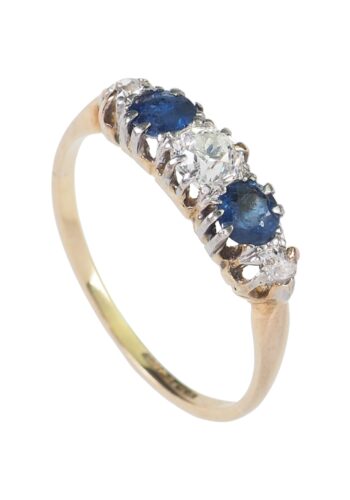 Ca. 1930 - Diamond & Sapphire Art déco Engagementring - Image 3