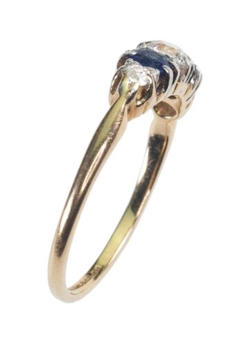 Ca. 1930 - Diamond & Sapphire Art déco Engagementring - Image 4