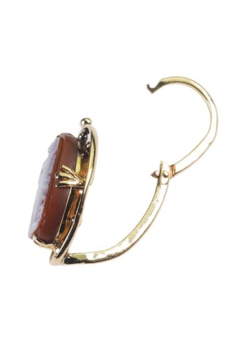 Ca. 1840 - Carnelian Cameos Gold Earrings, French - Image 4